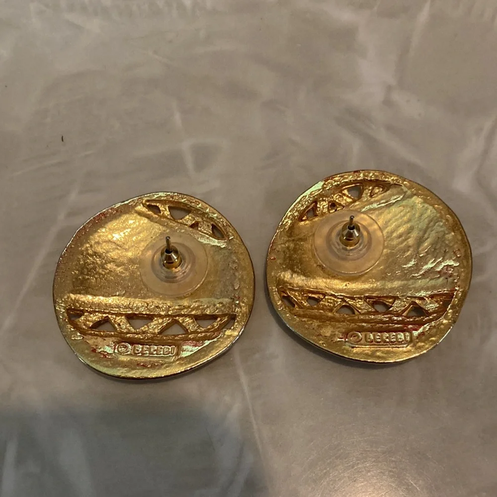 Vintage 80โs Edgar Berebi Geometric Enamel Earrings - Picture 3 of 5